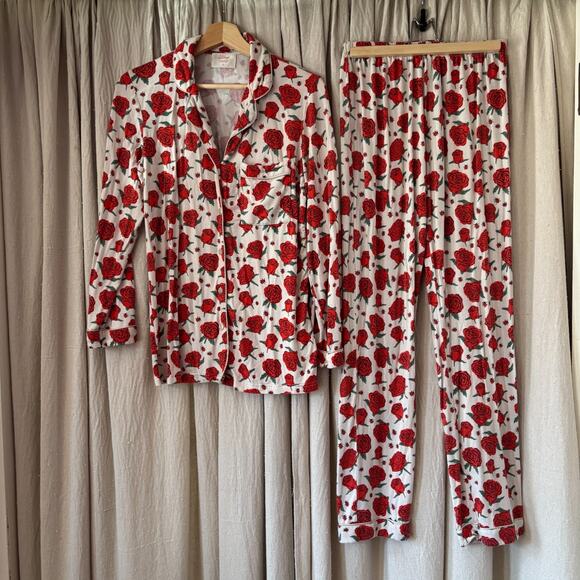 In My Sundays Rose Ladybug Tencel Pajama Set XS Long Sleeve Top Pants Soft98 - Picture 2 of 9